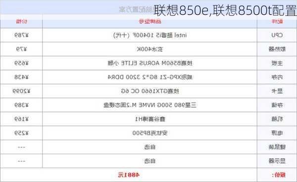 联想850e,联想8500t配置