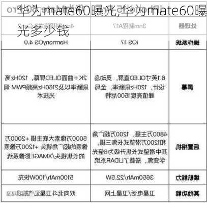 华为mate60曝光,华为mate60曝光多少钱