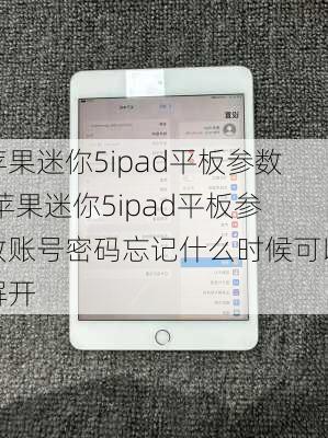 苹果迷你5ipad平板参数,苹果迷你5ipad平板参数账号密码忘记什么时候可以解开